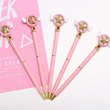 

1Pcs Creative New Cute Pink Pen Anime Star Popular Anime Cardcaptor Sakura Star Key Ballpoint Ball Pen Ballpen School Stationery