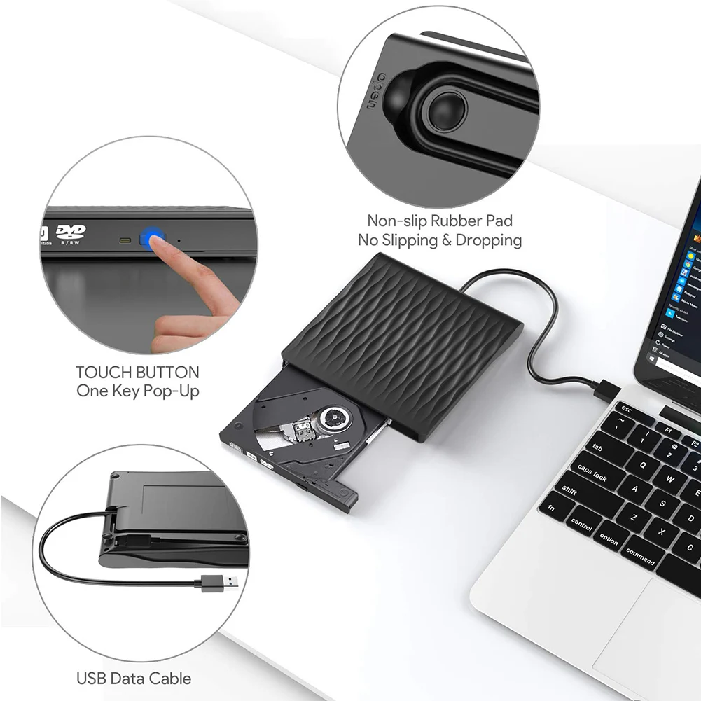 Новые оптические приводы USB 3,0 тонкий внешний DVD RW CD Писатель Привод горелки ридер плеер для портативных ПК Поддержка ОС Windows Vista