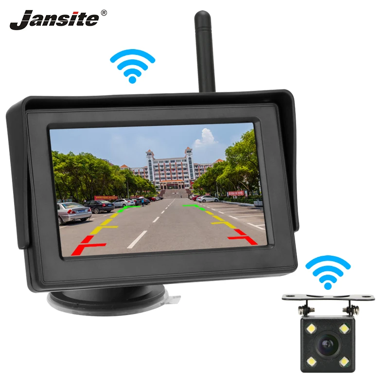 Jansite 4.3" Wireless Car Monitors with Backup camera Reverse Parking System car Rear view