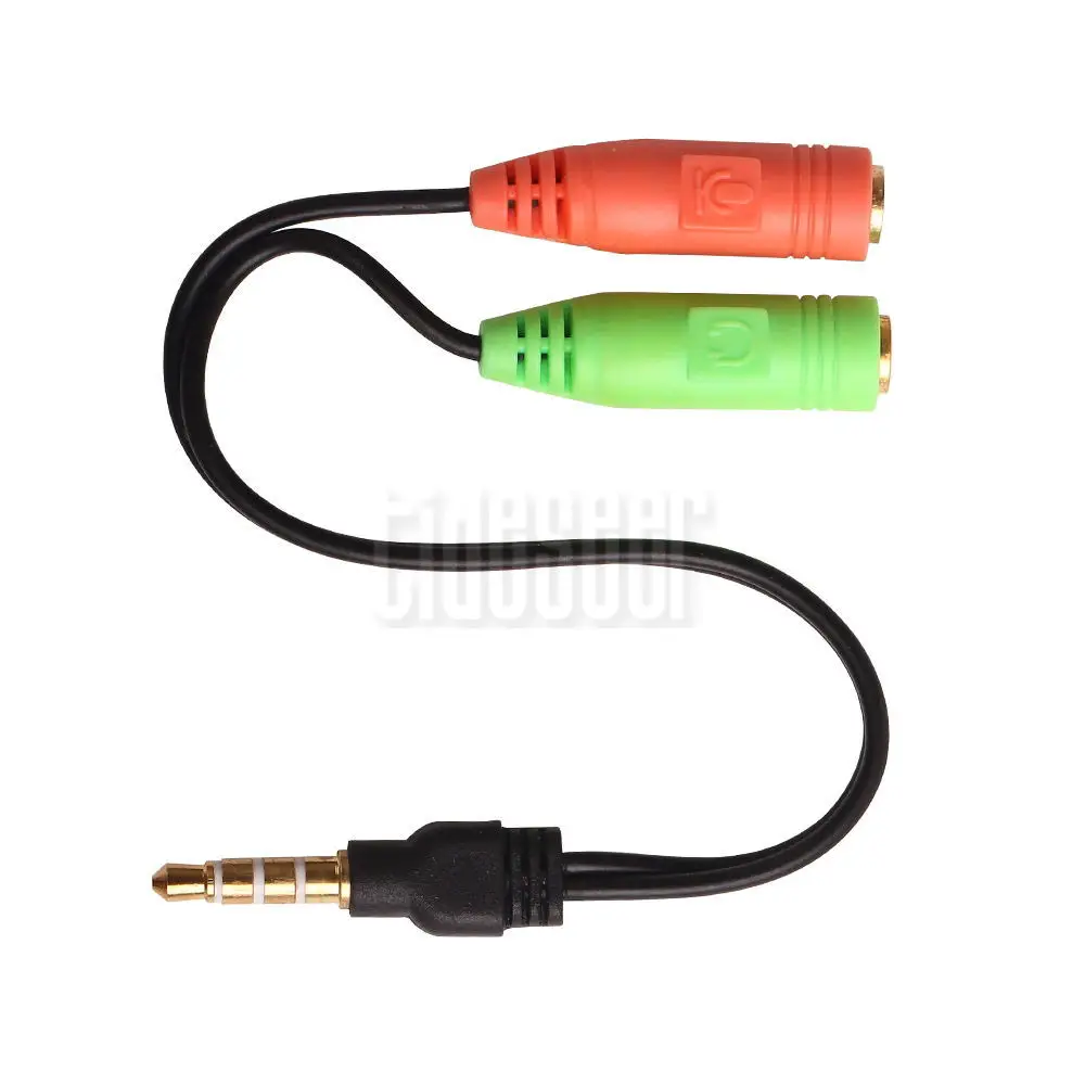 3 5mm Jack Audio Splitter 4 Pole Aux Extension Adapter Cable Male to 2 Female for PC Laptop Headphone Speaker Phone 100pcs