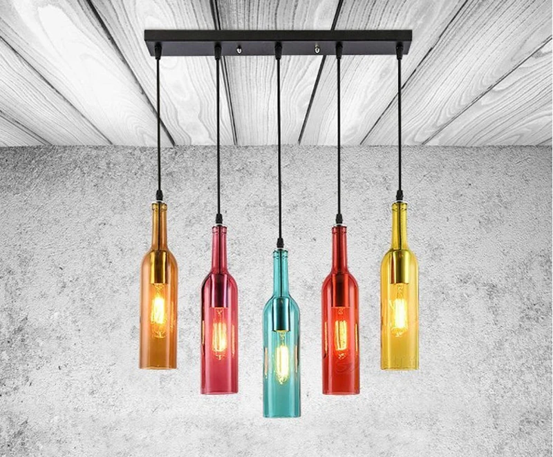 Industrial Style Retro Chandelier Personality Creative Bar Table Wine Bottle Lamp Restaurant Cafe Clothing Store Decoration