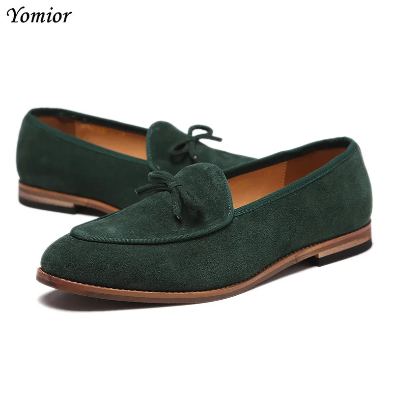 Yomior Real Leather Cowhide Men Shoes Vintage Formal Dress Shoes Business Office Flats Loafers Big Size Wedding Casual Shoes