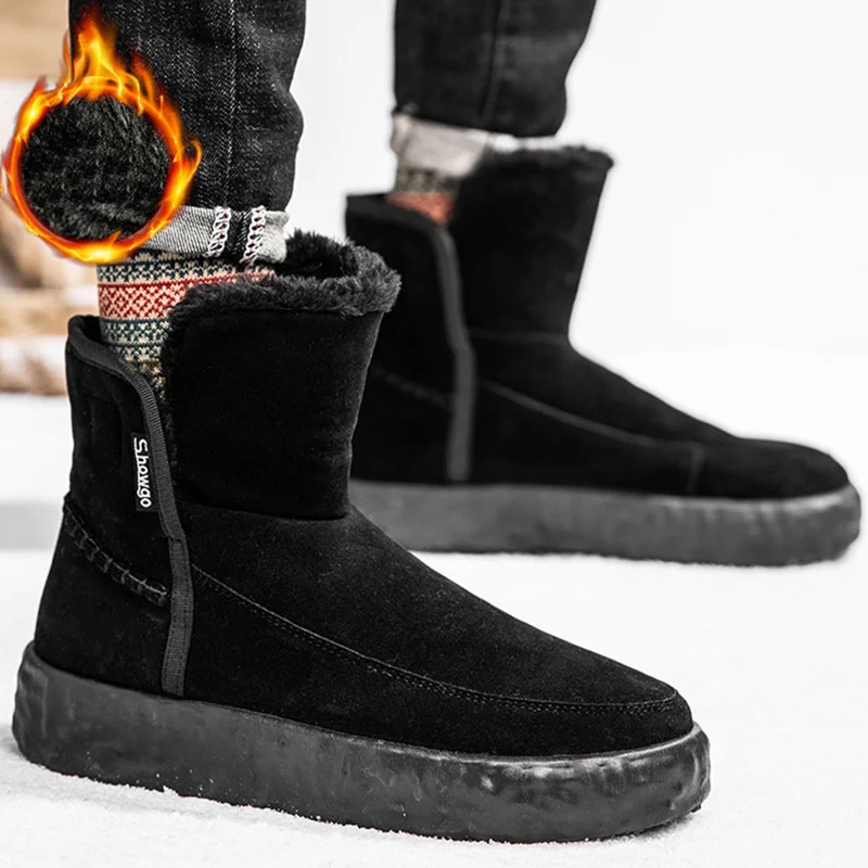 

Winter Men Snow Boots Fashion Boots Men Warm Fur Platform Boots Cotton Shoes Men Lightweight Male Sneakers Outdoor Walking Shoes