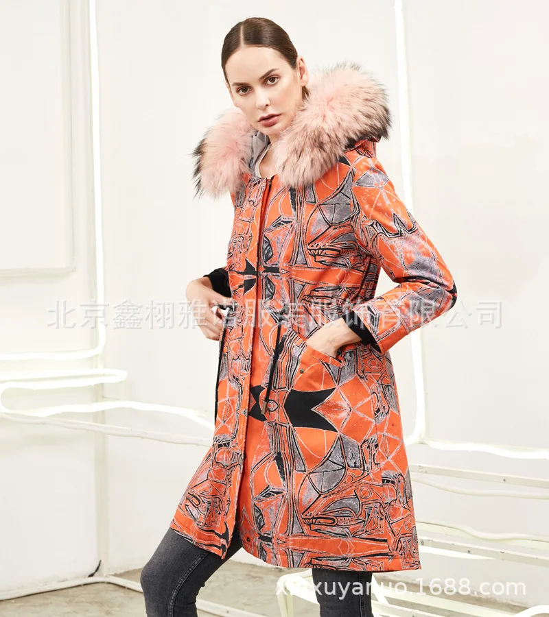 new winter coats detachable feather bladder ladies long raccoon heavy hair peck down jacket