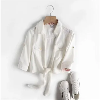 

Women Short Jeans Jacket Thin Knotted shawl Cover Tops Cardigan Women Coats and Jackets Denim Coat