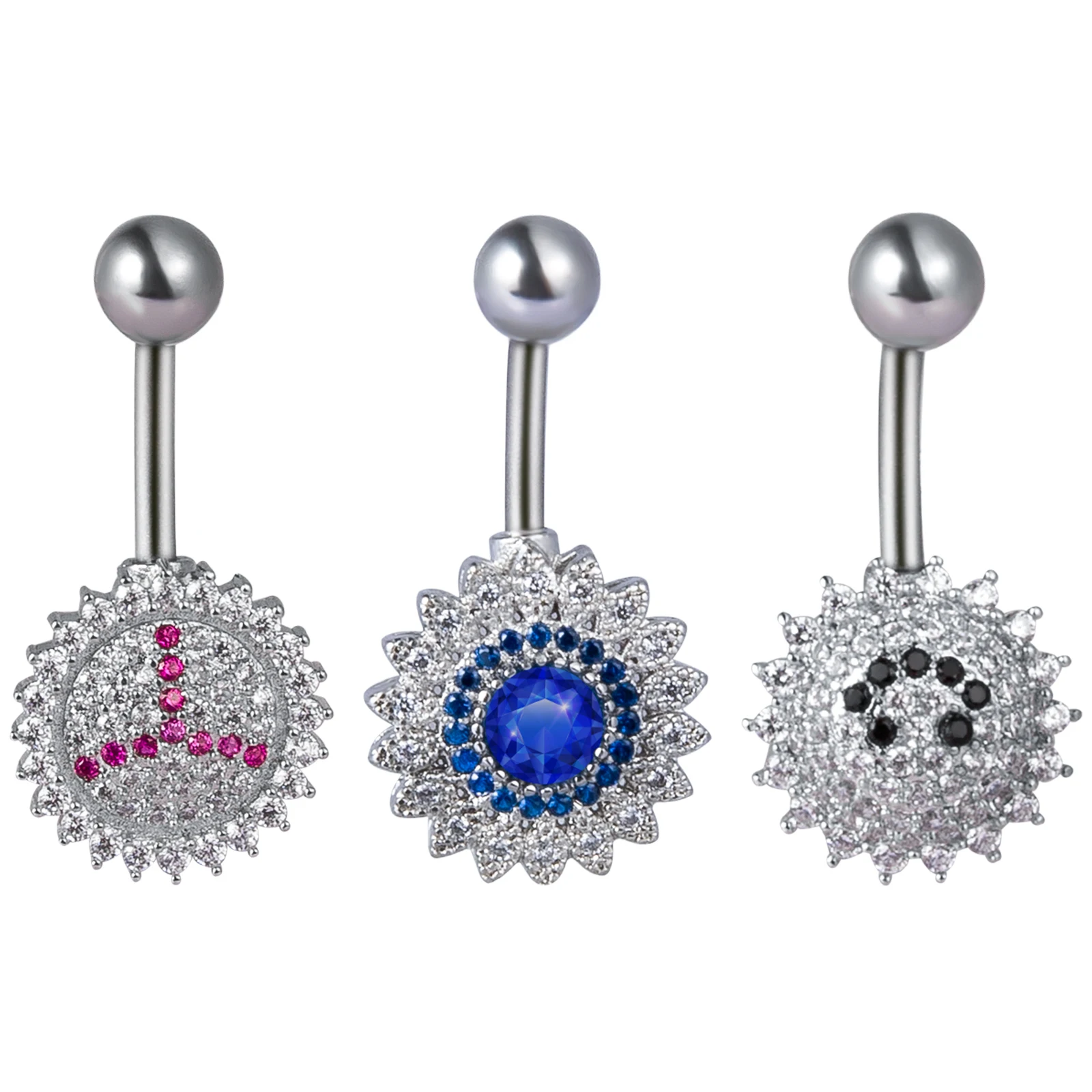Titanium Dangle Belly Button Ring 14G Navel Piercings Barbell