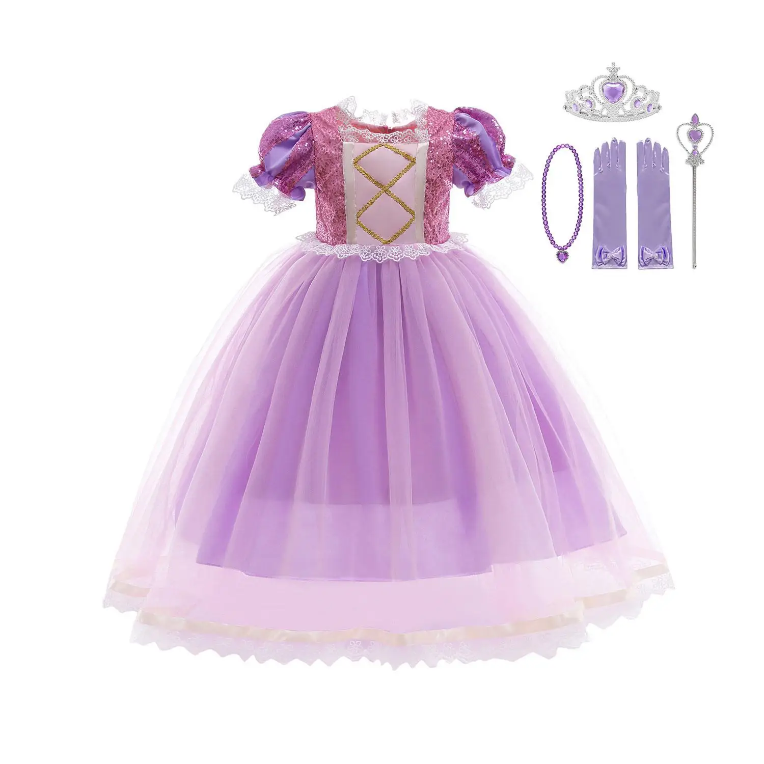 Girls Princess Rapunzel Dress Kids Fancy Tangled Princess Dresses Children Cosplay Party Costumes Girls Purple Halloween Dresses baby girl skirt clothes Dresses