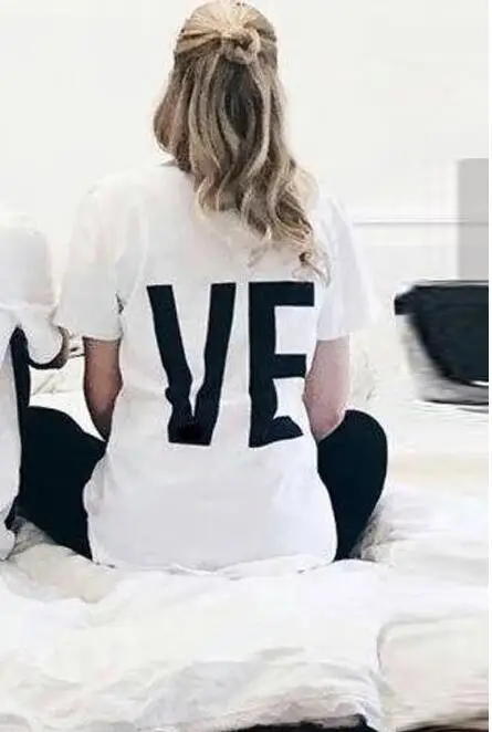women white Футболка женская мужская футболка хлопок LO VE Red базовые футболки высокого качества женские повседневные топы Короткий рукав круглый вырез Femme OMSJ - Цвет: women white