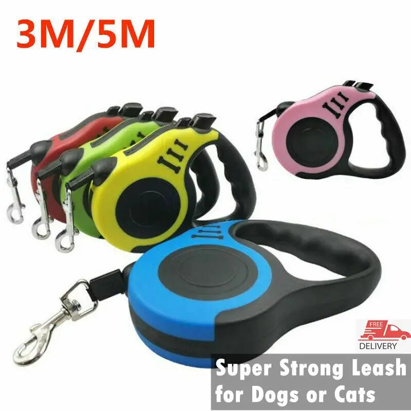 

3M 5M Durable Dog Leash Automatic Retractable Nylon Cat Lead Extending Puppy Walking Running Lead Roulette For Dogs Strong Leash