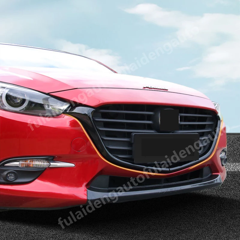 2 шт. для Mazda 3 Axela- углеродное волокно ABS Черная решетка переднего бампера Рамка Накладка авто аксессуары