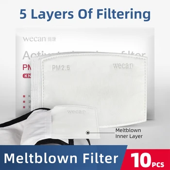 

10Pcs Mask Filters PM2.5 Child Adult 5 Layers Face Mask Filters Paper Anti Flu Dust Fog Air Pollution Replaceable PM2.5 Filter