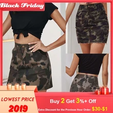Женская камуфляжная юбка на пуговицах с карманом, мини юбка, Faldas Mujer Moda
