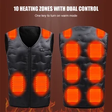 

2021 New 10 Places Heated Vest Unisex Usb Heated Jacket Heating Vest Thermal Clothing Hunting Vest Winter Black Heating Jacket