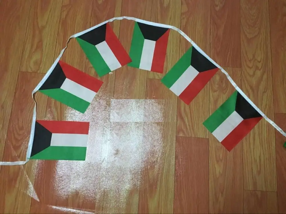 Кафник, 5 метров 20 граней 14*21 см Iran/Kuwait/irakh/Ghana струнный флаг баннер бар для вечерние украшения/Мир события карнавал Декор - Цвет: Kuwait