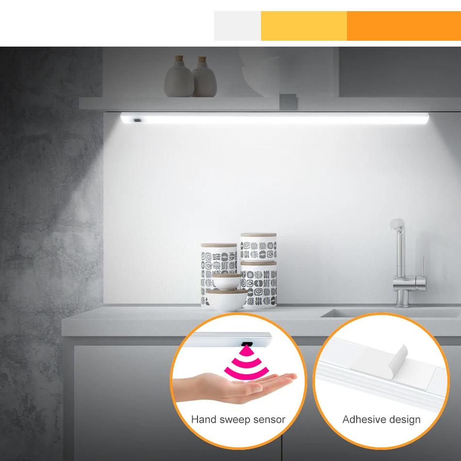 

Led Motion Sensor Under Cabinet Light Hand Sweep PIR Kitchen Lamp Usb Dimmable for Bedroom Closet Stairs Wardrobe Lighting