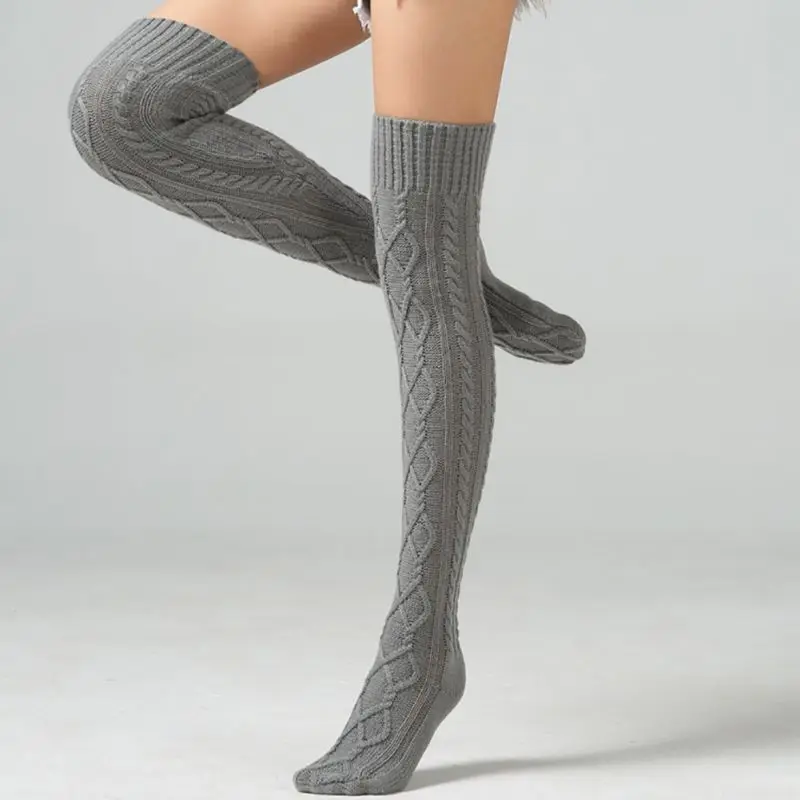 Женские носки, зимние теплые вязаные высокие зимние носки под сапоги, чулки, теплые длинные гетры для женщин