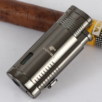 

COHIBA 3 Jet Cigar Torch Lighter Gas Windproof Butane Refillable Lighter Cigar Accessories Metal Portable Fire Starter
