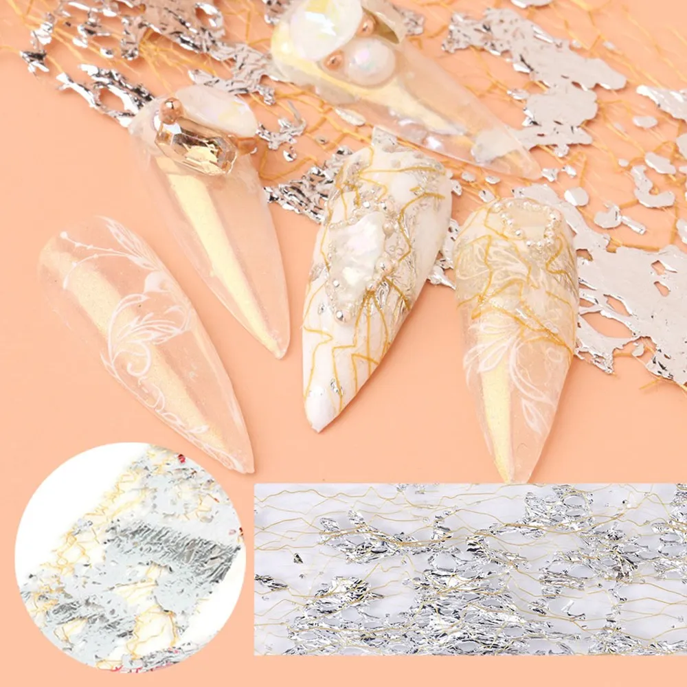 

DIY 10Pcs Silk Nail Art Design Foil Lace Fragments Glitter Flakes Decor Manicure Decals Nail Art Sticker Nail Art Decoration