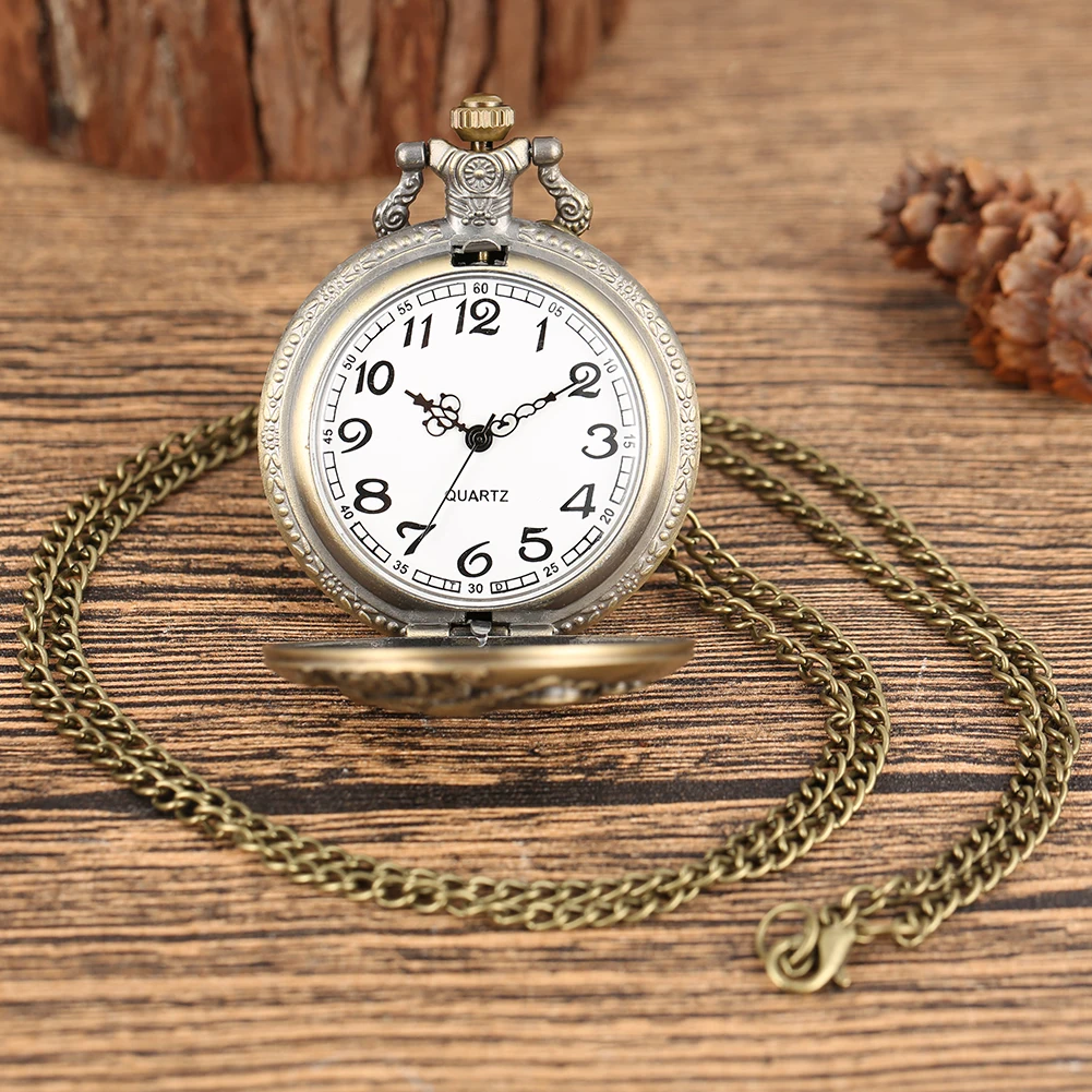 Ретро кварцевые бронзовые карманные часы Китайский Зодиак полые дизайн кулон часы ожерелье цепь унисекс стимпанк часы дропшиппинг