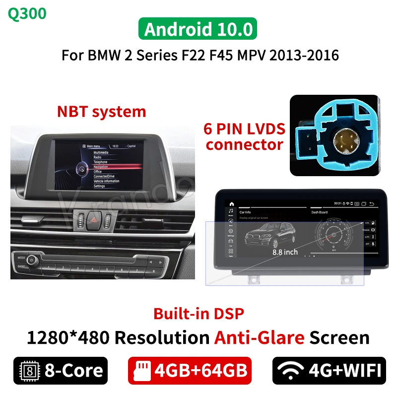 Krando Android 10 0 4 ГБ 64 8 ''автомобильный GPS радио для хэтчбеков BMW серий 1 F20 2 серии F22 F45