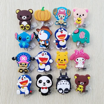 

1pcs/lot Cute Silica gel Telescopic Cartoon Badge Reel Bus card student nurse ID Name Card Badge Holder 2020 new Office Supplies