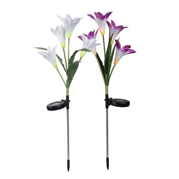 

2pcs UV Colour Changing Decoration Lawn Lamp Garden Lily Flower Outdoor Solar Powered