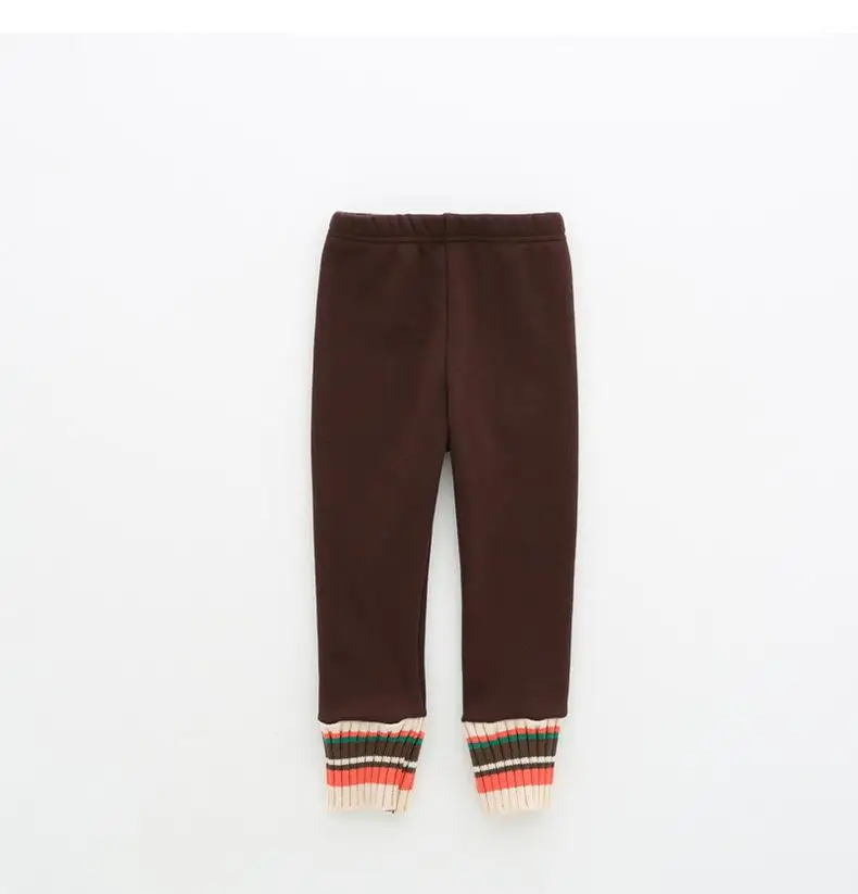 Теплые штаны для малышей; сезон осень-зима; Плюшевые леггинсы для девочек; узкие брюки в полоску для маленьких мальчиков; одежда для маленьких девочек 1-6 лет - Цвет: Brown