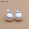 Natural Pearl Stud Earrings  AAAA Freshwater pearls 8-9mm 925 Sterling Silver Earrings for women Jewelry Gift ZHRUKAN ► Photo 2/6