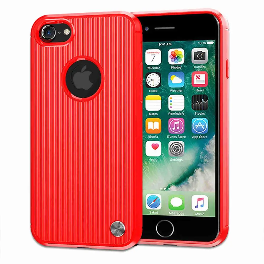 Чехол для Apple iPhone 8, TPU материал из углеродного волокна, удобный, против царапин и падения Чехол для Apple iPhone 8 - Цвет: Красный