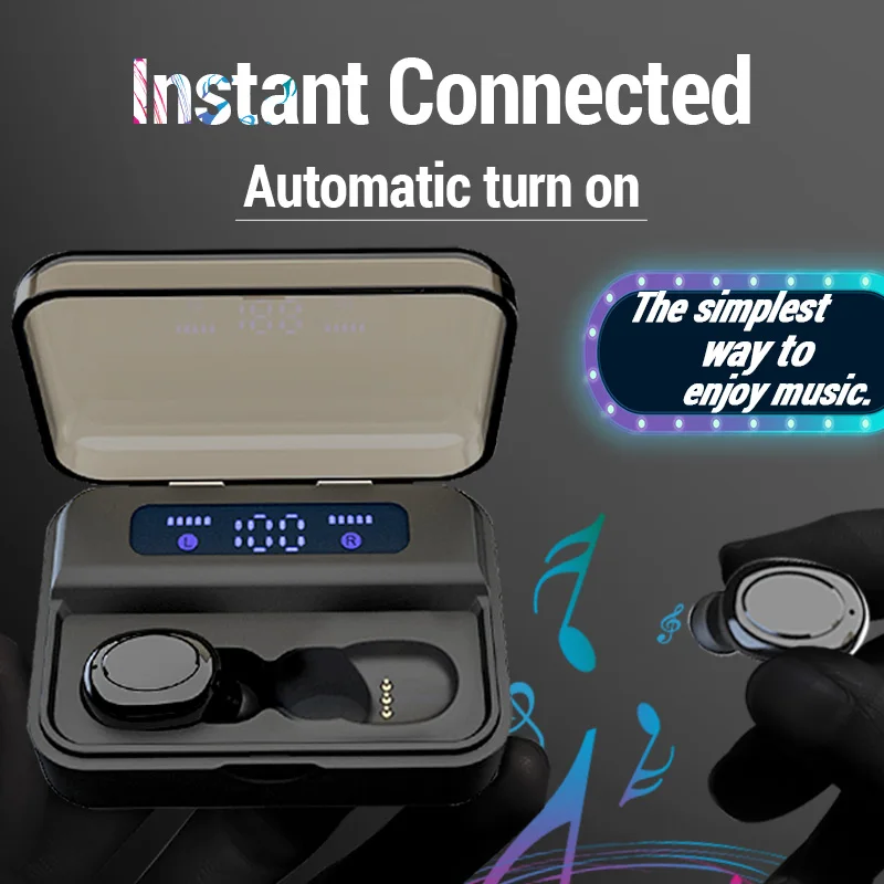 S590 TWS Bluetooth 5 0 Earphone 9D Stereo Earbuds 3500mah Led Digital Display Wireless Headset Portable Sport Headset for iphone