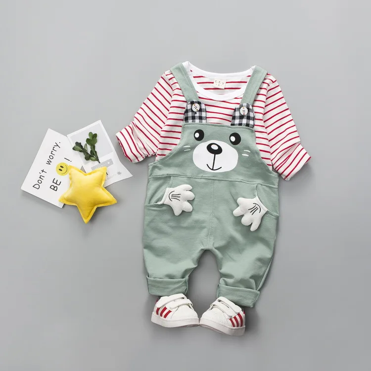Новое весеннее детское платье Корейский детский костюм брюки из двух предметов с поясом для малышей