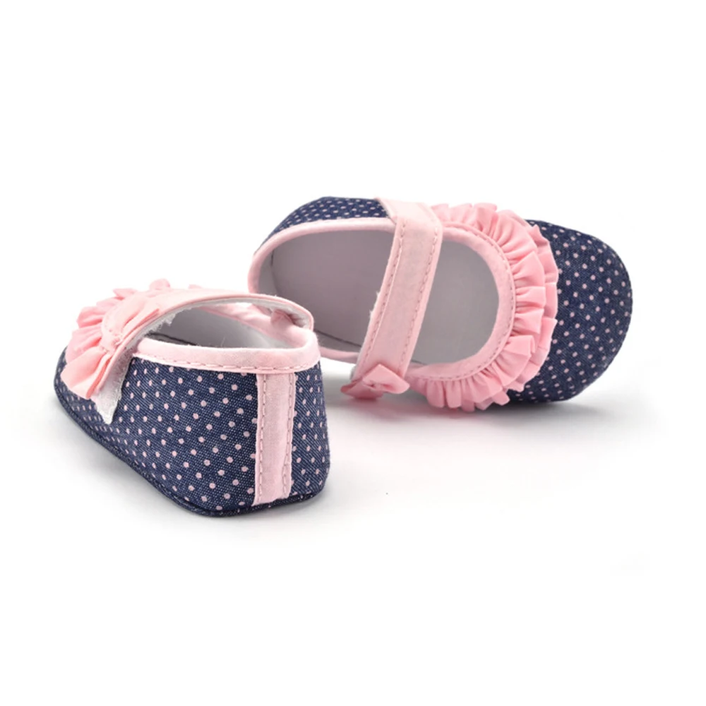 Детская обувь для маленьких девочек; летняя Новинка; хлопковая ткань в синий горошек; уличная прогулочная обувь для малышей; обувь для малышей