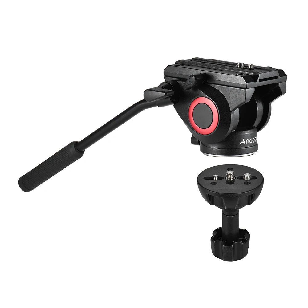 

Andoer Fluid Hydraulic Drag 3D Tripod Head Panoramic Shooting w/ Half Ball Flat to Bowl Adapter for Canon Nikon Camera Camcorder