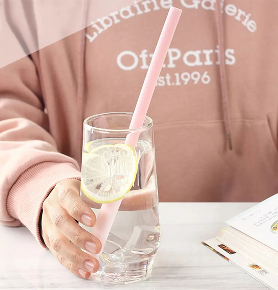 

6pcs Silicone Reusable Straw Candy Colors Protection Straight Straw Bend Straw Children Foldable Straw Drink Fruit Juice