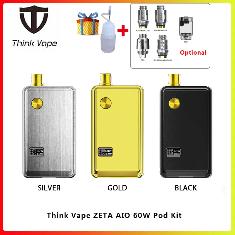 Электронная сигарета ThinkVape ZETA AIO Pod Kit 60 Вт вейп мод 3 мл для DTL и MTL pod стартовый набор