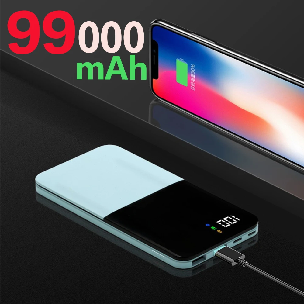 Power Bank 99000mAh Portable Charging Power Bank 10000 mAh 2 USB External Battery Charger For iPhone 12 Pro Xiaomi Huawei magnetic wireless power bank