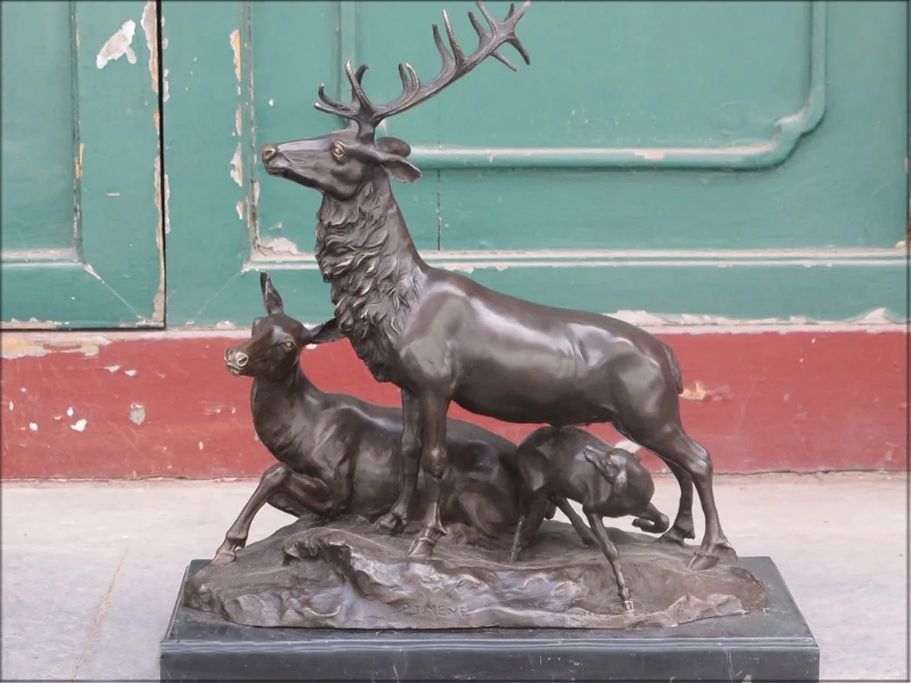17"Western Bronze ART Statue pronghorn buck does funny things Deer animal