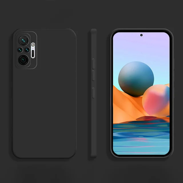 Funda Square Phone Case for Xiaomi Redmi Note 10 Pro Max 10S 10T Original Funda Note10 S T 4G 5G Liquid Silicone Soft Back Cover Black