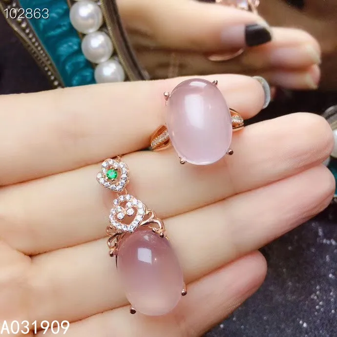 Muslimboutique Jewelry 925 Sterling Silver Intarsiato Natural Pink Crystal Ross Quartz Fine Suit Support Detection