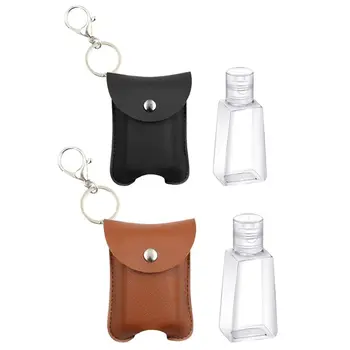 

Outdoor Travel Portable Artificial Leather Keychain Key Ring Holder Cover for 20ml Hand Sanitizer Essential Oil Perfume Refillab