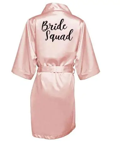 new bride bridesmaid robe with white black letters mother sister of the bride wedding gift bathrobe kimono satin robes
