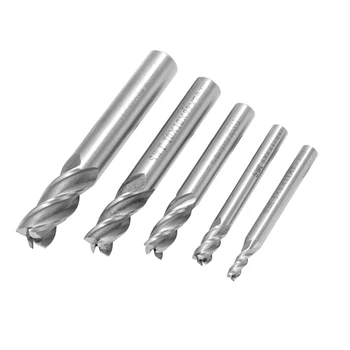 

New Milling Cutter CNC Straight Shank Metal 4 Flute Mill Tools High Speed Steel 5PCS HSS-AL High Toughness