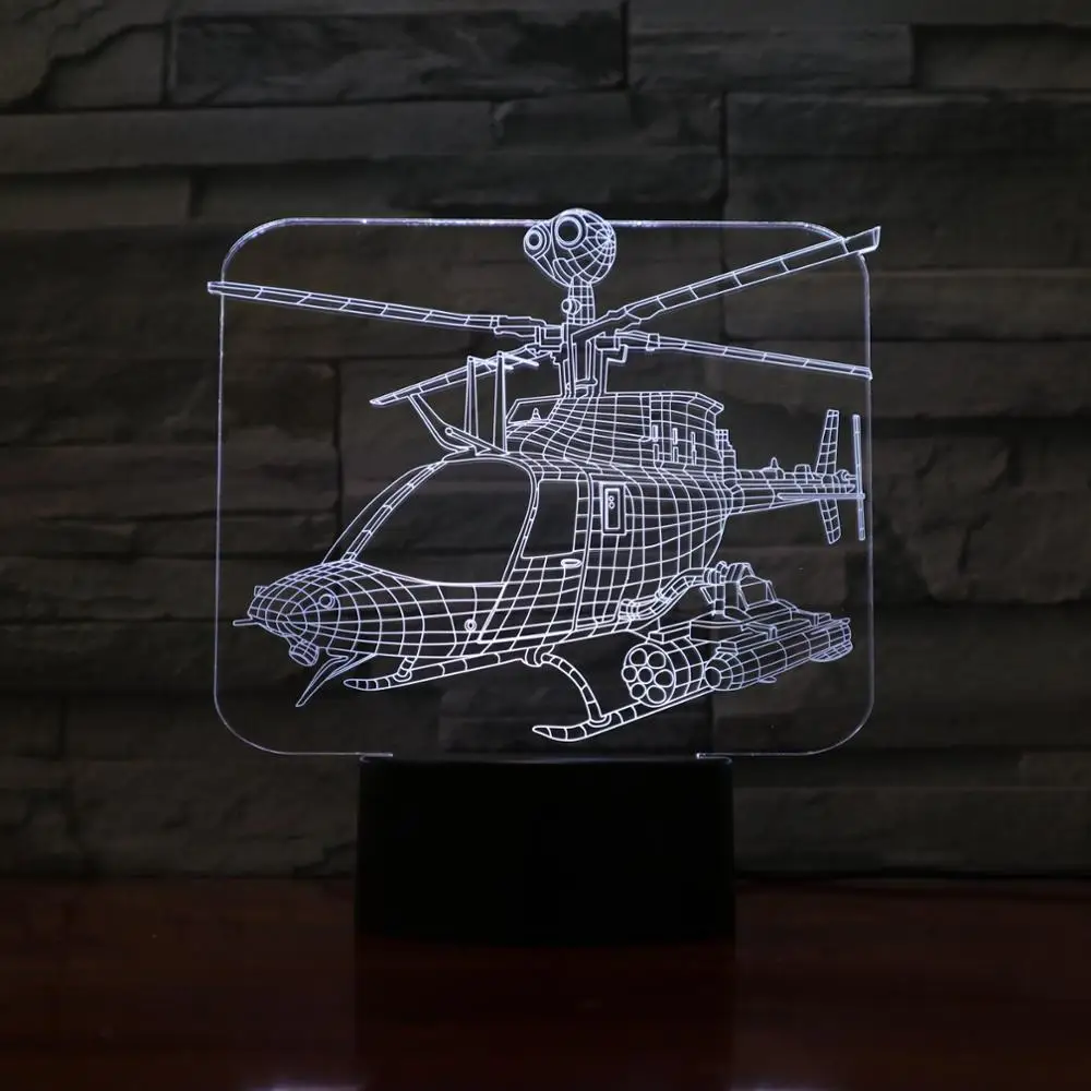 3D 1143 вертолет Ночник светильник светодиодный сенсорный выключатель самолет