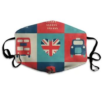 

Face Mask Vintage London Style Telephone House Union Jack Marvellous Cycling Half Face Earloop Nose Mask for Girls
