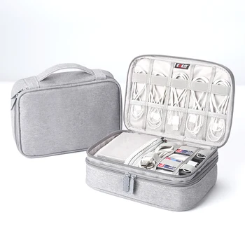 

Multi-grid Travel Storage Bags Data Cable Earphone Case Bag Organizer Single Double Layer Digital Packet Polyester Multifunction