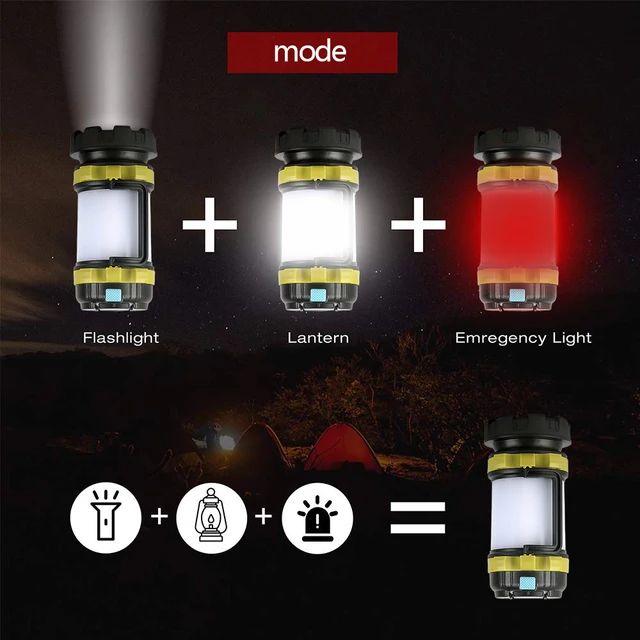 Camp Lamp LED Camping Light USB Rechargeable Flashlight Dimmable Spotlight Work Light Waterproof Searchlight Emergency Torch 5