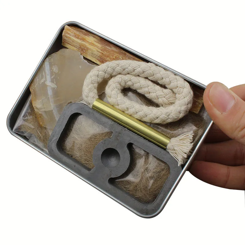 1PC New Camping EDC Fire Sickle Stone Flint Cotton Rope Set Original Fire Make Equipment Tool Burning Stone Flint survival tool