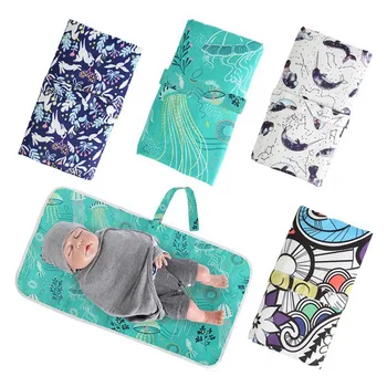 

Baby Portable Foldable Washable Travel Nappy Diaper Changing Cotton Mat Waterproof Baby Floor Print Mat Changing Pads