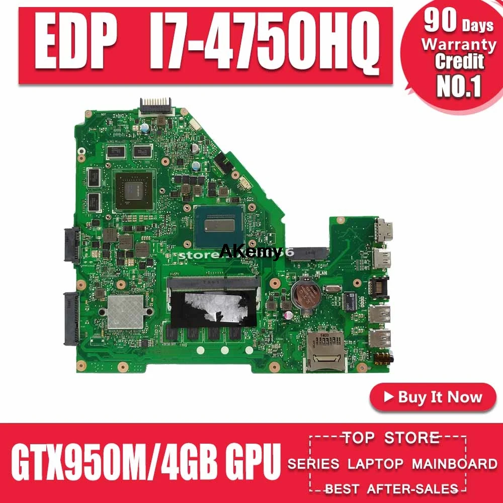 X550JX MB._4G/I7-4750HQ/AS GTX950M/4GB Maniboard For Asus X550JK X550JD ZX50J X550J A550J FX50J X550JF Motherboard Test OK | Компьютеры и