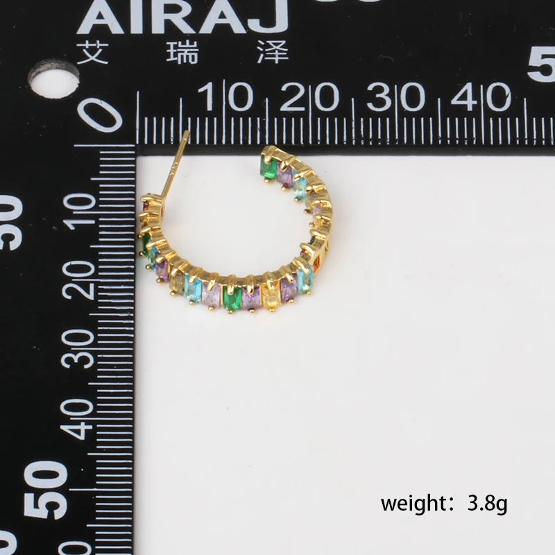 Jujia модные радужные стеклянные Эффектные серьги-кольца манжеты маленькие серьги CZ камень вечерние ювелирные изделия оптом